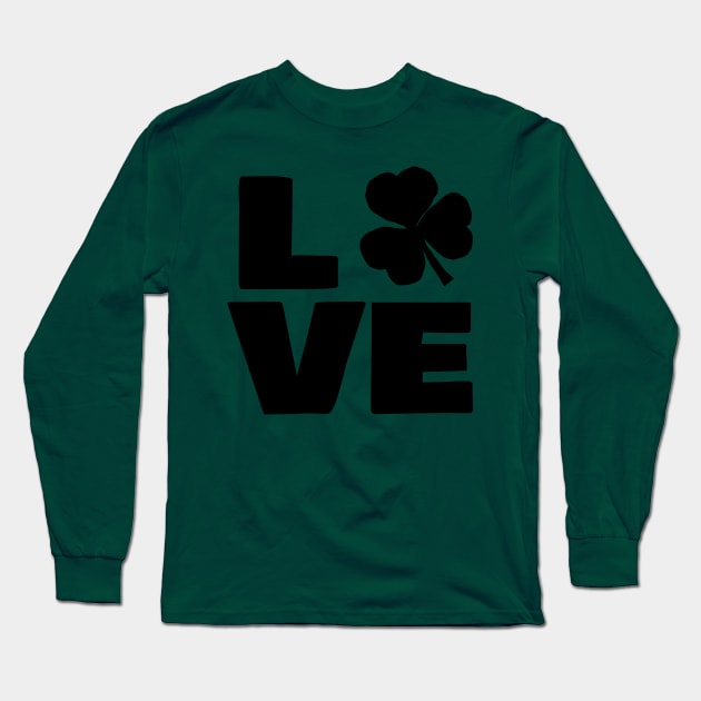 Saint Patricks Day Love Shamrock Typography Long Sleeve T-Shirt by ellenhenryart